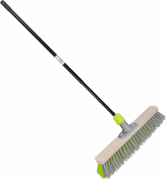Buemag Bezem buiten - met telescoopsteel - staaldraad/elaston - 40 cm - groen/grijs - straatbezem van Buemag