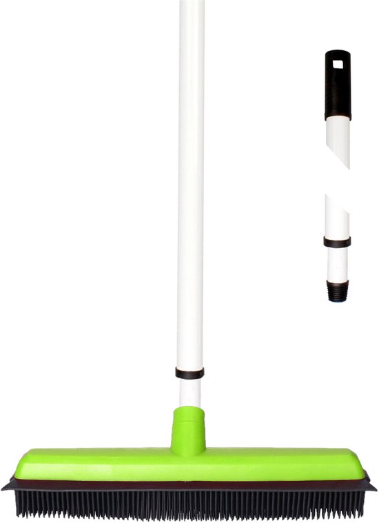 Buemag Bezem met rubber kop - telescoopsteel - kappers bezem - wisser lip - 75 tot 130 cm - Schoonmaakartikelen