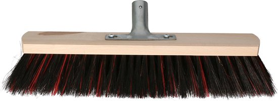 Buemag Bezemkop - Arenga/Elaston mix - zwart/rood - hard - hout - 40 cm - 26mm - straatbezem/buitenbezem - bezem van Buemag