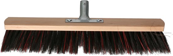 Buemag Bezemkop - Arenga/Elaston mix - zwart/rood - hard - hout - 50 cm - 26mm - straatbezem/buitenbezem - bezem van Buemag