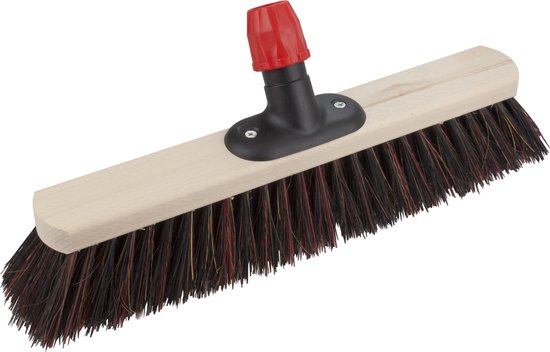 Buemag Bezemkop - Arenga/Elaston mix - zwart/rood - hard - hout - 50 cm - straatbezem/buitenbezem - bezem van Buemag