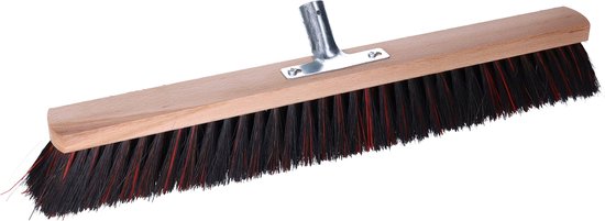 Buemag Bezemkop - Arenga/Elaston mix - zwart/rood - hard - hout - 60 cm - 26mm - straatbezem/buitenbezem - bezem van Buemag