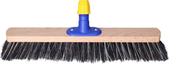 Buemag Bezemkop - Arenga/Elaston mix - zwart/wit - hard - hout - 50 cm - straatbezem/buitenbezem - bezem van Buemag