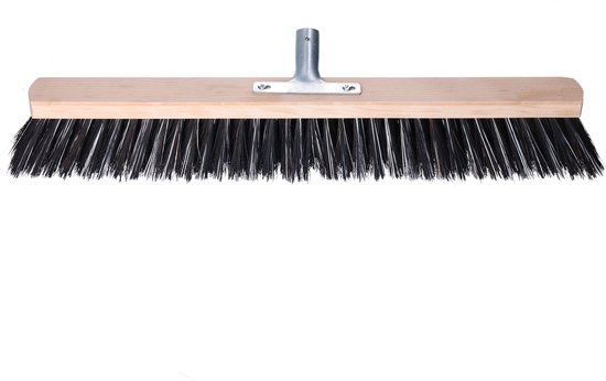 Buemag Bezemkop - Arenga/Elaston mix - zwart/wit - hard - hout - 60 cm - 26mm - straatbezem/buitenbezem - bezem van Buemag
