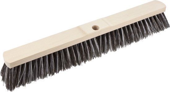 Buemag Bezemkop - Arenga/Elaston mix - zwart/wit - hard - hout - 60 cm - straatbezem/buitenbezem - bezem van Buemag