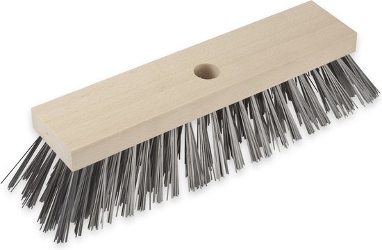 Buemag bezemkop - buitenbezem - staal - FSC hout/staaldraad - 30 cm - staaldraad borstel - stalen bezem van Buemag