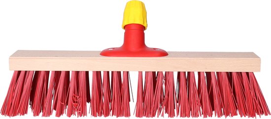 Buemag Bezemkop - Elaston - rood - hout - hard - 40 cm - 24mm - straatbezem/buitenbezem - universele steelhouder van Buemag