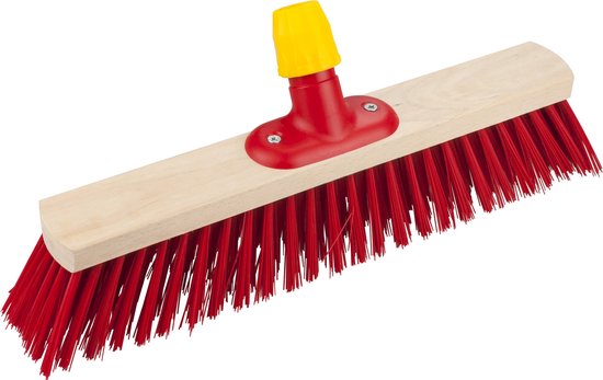 Buemag Bezemkop - elaston - rood - hout - hard - 40 cm - straatbezem/buitenbezem - met universele bezemhouder van Buemag