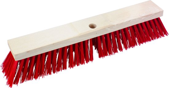 Buemag Bezemkop - Elaston - rood - hout - hard/extra stevig - 50 cm - 24mm - straatbezem/buitenbezem van Buemag