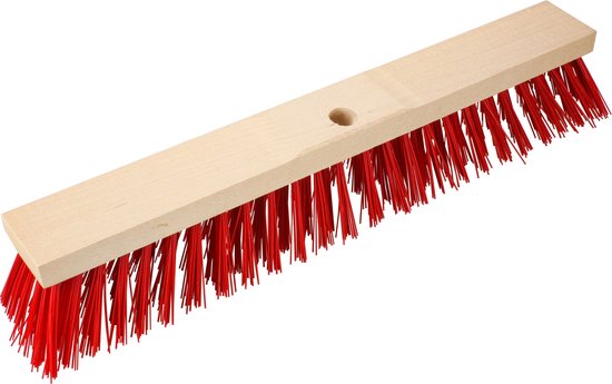 Buemag Bezemkop - Elaston - rood - hout - hard/extra stevig - 60 cm - 24mm - straatbezem/buitenbezem van Buemag