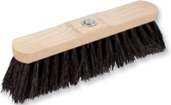Buemag Buiten bezemkop - hout - schroefdraad - 29 cm - arenga vezels - zwart - straatbezem/buitenbezem van Buemag