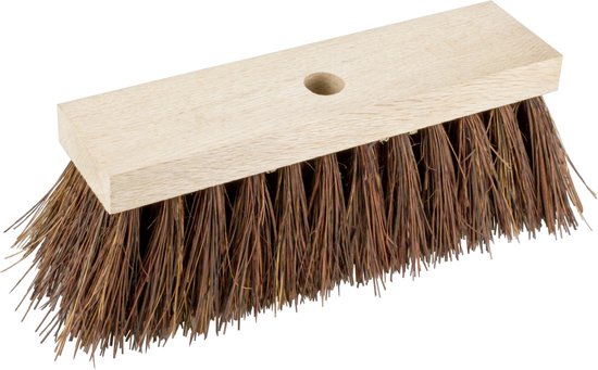 Buemag harde Bezem kop - Piassava - extra sterk - FSC hout - bruin - 30 cm - straatbezem - buitenbezem van Buemag