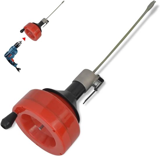 Buisreinigingsmachine met 8 m spiraal voor afvoer, handmatige of elektrische bediening voor keuken, badkamer, toilet