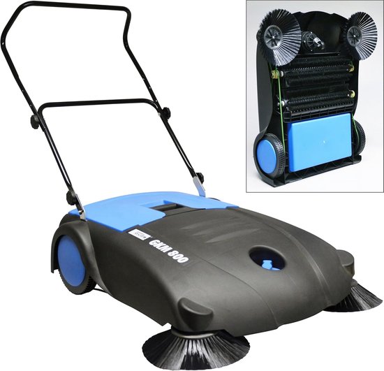 Buiten Veegmachine - Handveger - Buitenruimte Reinigen - Grote Veegbreedte - 800 mm Werkbreedte - Zwart Blauw