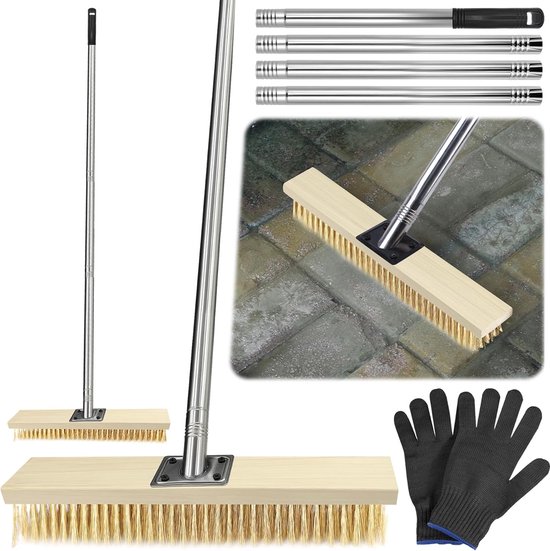 Buitenbezem met Handvat - 160 cm - Draadbezem voor Tuin - Harde Metaalborstels voor Onkruid en Moeilijke Vlekken - Tuin - Binnenplaats - Yard van Merkloos	
