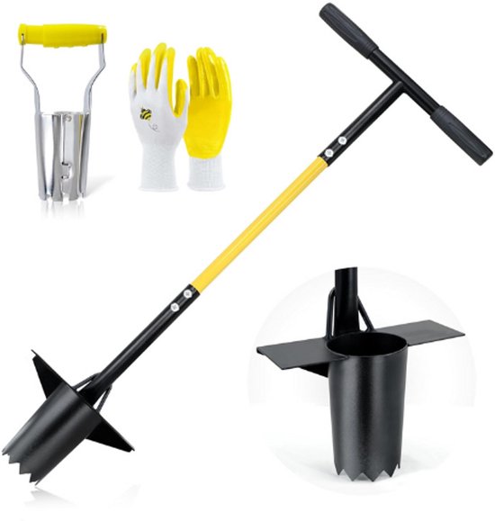 Bulb Planter Tool – Lange Steel Bulb Planter Set Met Kleine Bollenplanter – Zaagtand Boltransplantator Voor Snel Graven – Duurzame Bol En Tuingereedschap Set van Merkloos	