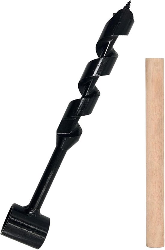 Bushcraft-boor 25 x 260 mm - houtbewerking - handboor - multifunctionele houtboor - outdoor - survival - campingwerk - zwart van Oli-Natura