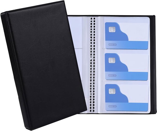 Business Card Holder voor 480 Cards - Space Saving Business Card Folder voor Office - PU Leather - Business Card Book - Loyalty Cards - Credit Cards - Zwart van Vemingo