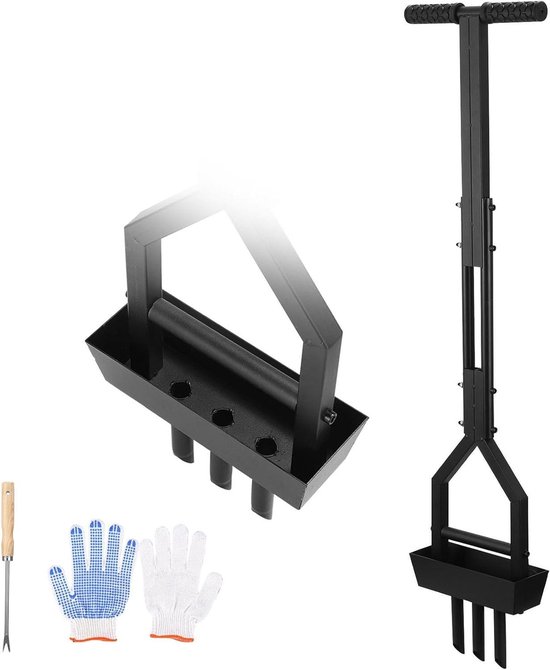 ByShane - Gazonventilator met opvangbak en handschoenen | Gazonbeluchter met T-greep | Verticuteermachine voor grasmaaiers | Heavy duty ventilatiegereedschap voor gazon van ByShane