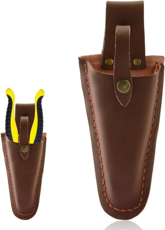 ByShane - Hoogwaardige leren gereedschapshouder voor snoeischaar en tang - Tuinaccessoire in lederen holster met riemhouder van Merkloos	
