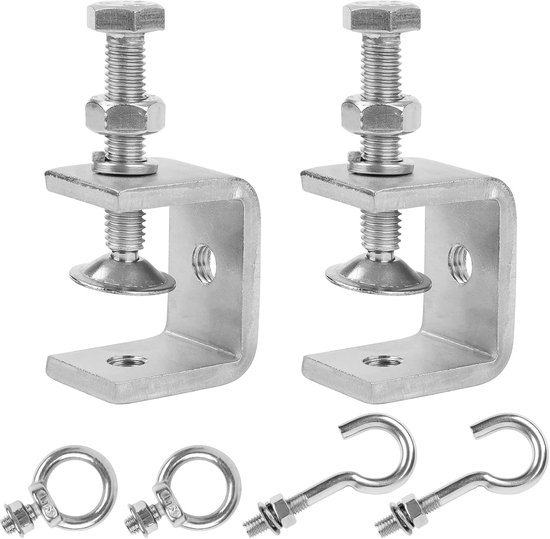 C Clamps, Stainless Steel, C Clamps, Powerful C Clamp, Jaw Openings, 30 mm, Screw Clamps, Metal with Stainless Steel Hooks and Ring Screws for Woodworking, Welding and Carpentry van Merkloos	