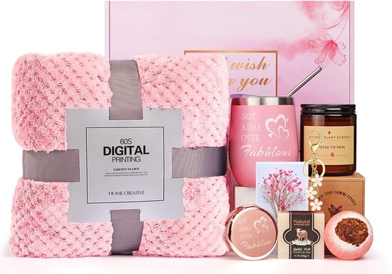 Cadeaus voor vrouwen, unieke geschenkmand voor snel herstel, verjaardagscadeau voor zus, moeder, vriendin, vrouw, dochter, beste vrienden-flanellen deken