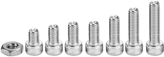 Cap Screws - 90Pcs - 1/4-20 UNC - 304 Stainless Steel - Hex Socket Bolts - Machine Tools - Accessories - Plastic Box van Merkloos	