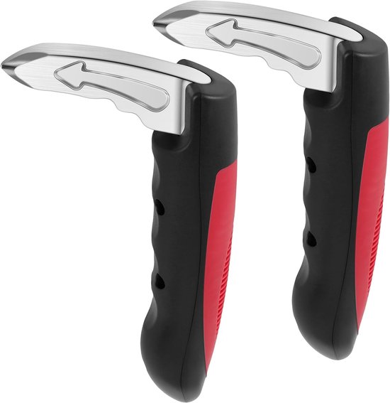 Car Assist Handle - Car Cane For Elderly - 3-In-1 Multifunction Support - Safe Grip Exit Aid - Heavy Duty Steel Red - 2 Pack - Seniors Handicapped Mobility