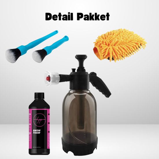 Car Care HPP Druk spuit pakket Snow Foam 500ml - Auto was set - Foamer auto - Auto foamer - Foam gun - Druk spuit auto - Detail brushes - Washandschoen - Schuimsproeier - Auto spuit - Foam cannon auto - Foam sproeier van Merkloos	