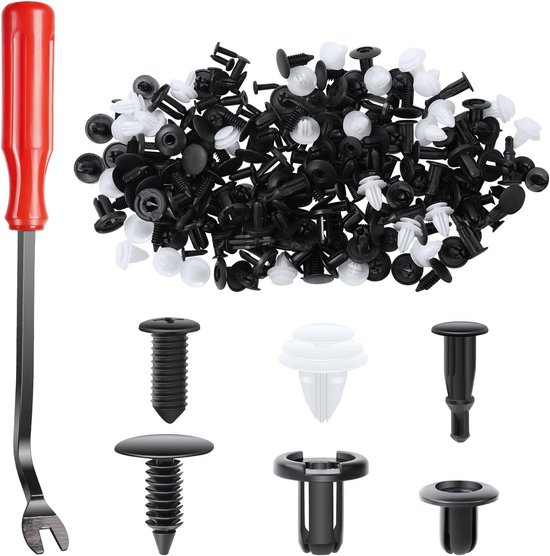 Car Fastening Clips - 130 Pieces Universal Spreader Rivets - Upholstery Tools Bumper Trim Strip Fastening Clips Plastic Clips Set Disassembly Tool Car Retainer Kit van Merkloos	