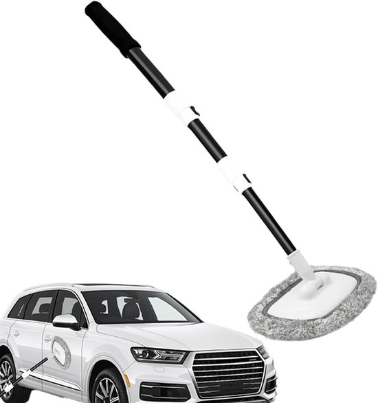 Car Wash Brush, 15 Degree Curved Truck Washing Brush - Telescopic Scrubber Mop for Exterior Roof Windshield Boat Vehicle Floor Window Truck Cleaning