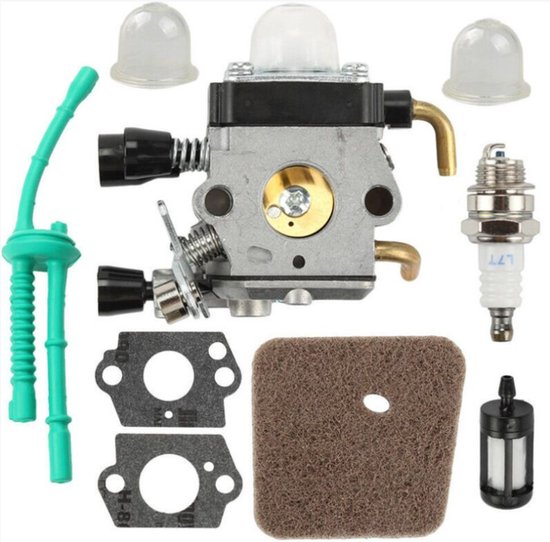Carburateur met luchtfilter, brandstofleidingpakking en geschikt voor Stihl FS38 FS45 FS46 FS55 KM55 FS85 van Merkloos	