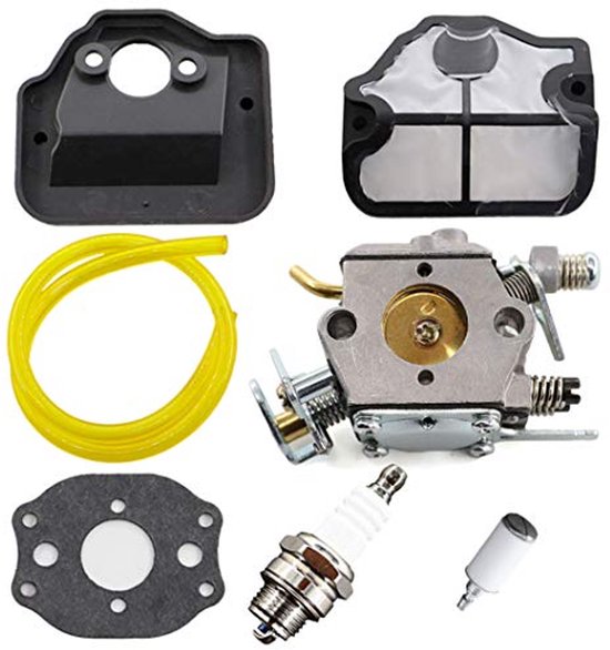 Carburateur voor Husqvarna 36 41 136 137 141 142 kettingzaag Vervangt 530071987, 530035482, 530029811 en Bougie Luchtfilterkit van Poweka