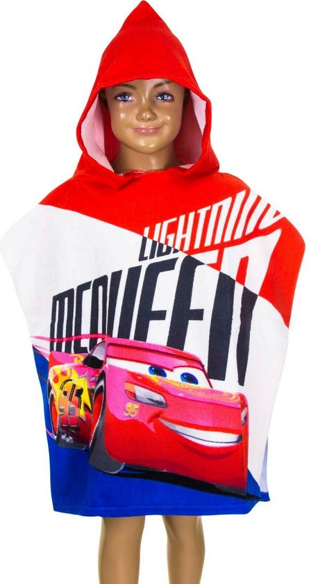 Cars badponcho - 110 x 55 cm. - Lightning McQueen poncho handdoek van Cars
