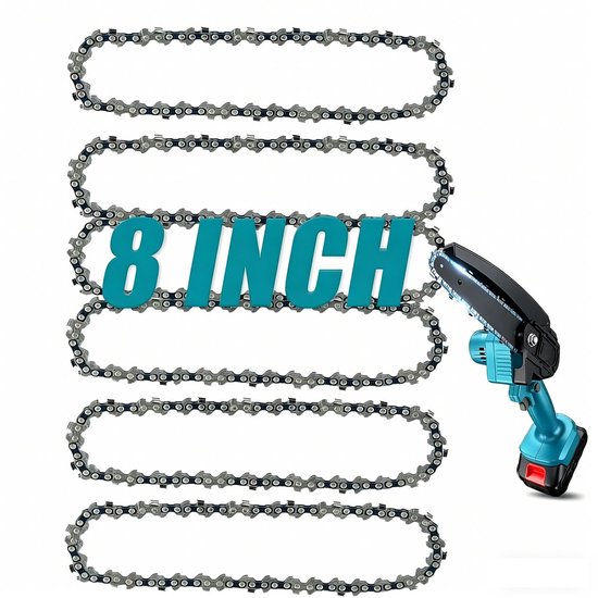 Casalora 8 Inch Mini Kettingzaag Ketting – 6-Pack Carbon Stalen Vervangingskettingen voor Elektrische Snoeizagen, Houtbewerking en Tuin DIY