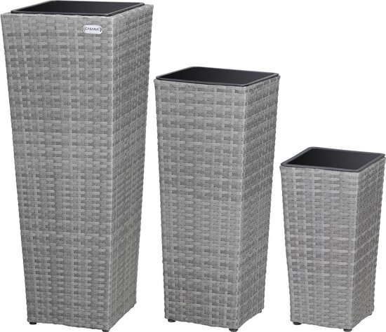 Casaria Bloempotten - 3 stuks - Polyrattan van Deuba