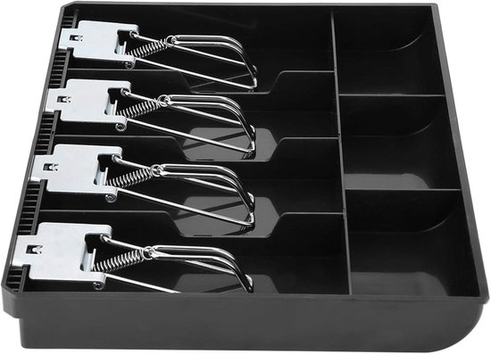 Cash Drawer 32.3 x 24.5 x 3.5 cm Money Organiser 7 Grids Cash Drawer with 4 Banknotes and 3 Coin Trays, Cash Drawer for Sale, Shopping Mall (Black) van Merkloos	