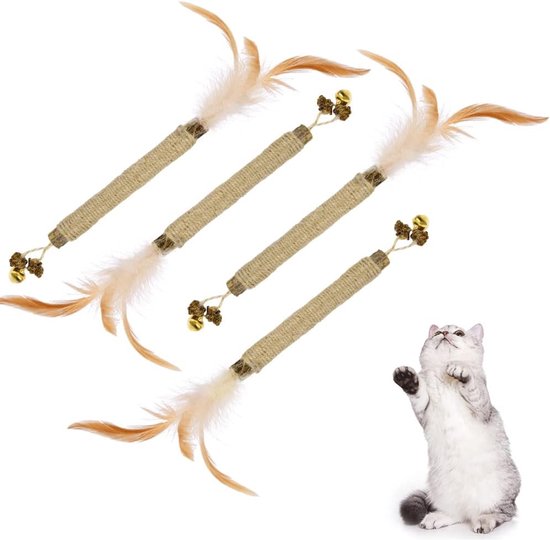 Catnip Sticks - 4 Stuks Organische Kauwsticks Voor Katten - Tandverzorging Speelgoed - Helpt Bij Tandsteen - Slechte Adem van Merkloos	