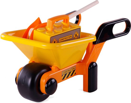 Cavallino Toys Cavallino Kruiwagen Geel met Gereedschap en Helm, 6dlg. van Cavallino Toys