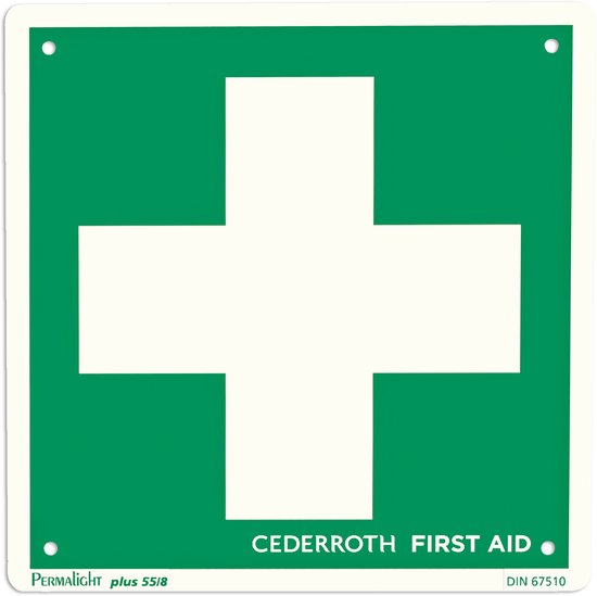 Cederroth EHBO-bord met EHBO-kruis, dubbelzijdig, 20 x 20 cm