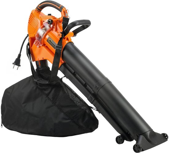 Celestul 3-in-1 Elektrische Bladblazer & Stofzuiger Incl. 40L Opvangzak - Blazen, Zuigen & Versnipperen - met 4 Wielen & Verstelbare Draagriem - 3000W - 260km/h Luchtsnelheid - op Snoer - Oranje
