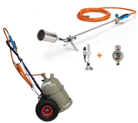 CFH Complete set PZ6500 onkruidbrander + Piezo ontsteking + DR114 regelaar + GT89 trolley van CFH