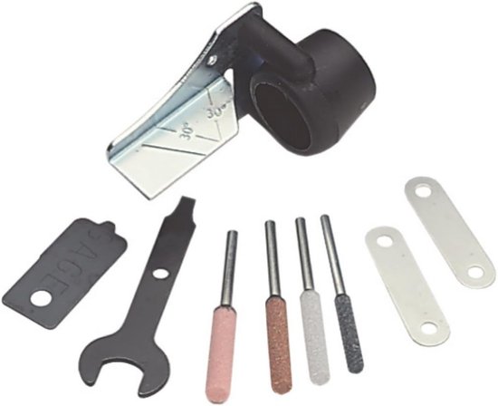 Chainsaw Sharpener Accessory Set with Grinding Guide and 4 Sharpening Wheels