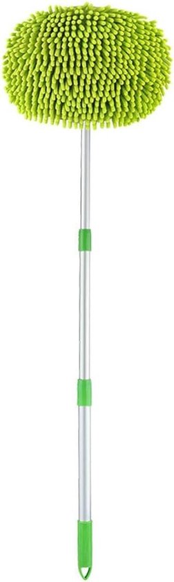 Chenille Wasborstel - Microvezel Mop - Auto Wassen - Telescopische Steel - 60-118 cm - Groen