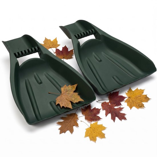 Cheqo® Bladgrijper Set van 2 - Bladschep - Schephanden - Bladeren Oprapen - Tuinafval - Scoops - Bladverzamelaar - Handharken - Bladhark - Tuinklauwen - Blad Opraap Hulpmiddel - Gazongras - Tuingereedschap - Groen