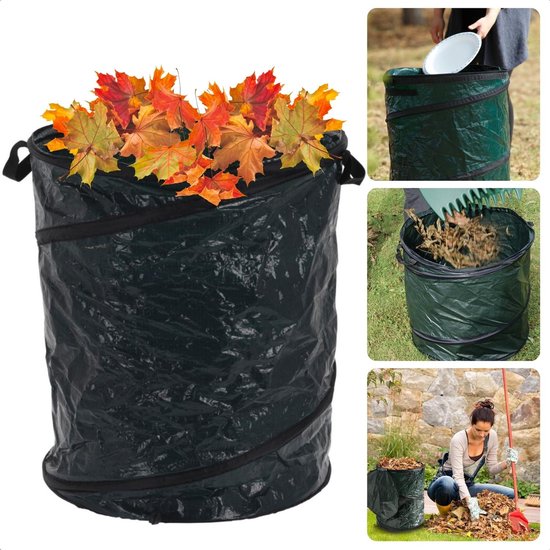 Cheqo® Grote Tuinafvalzak - 85 Liter - Opvouwbaar - Met Handige Draaghengsels - Tuinzak - Tuinafvalemmer - Bladzakken - Waterafstotend Tuinafvalzak - Afvalzak Tuin - Handig Handvat van Cheqo®