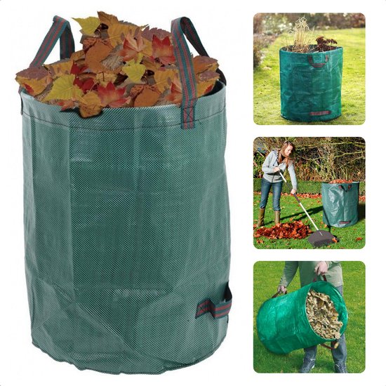 Cheqo® Opvouwbare Tuinafvalzak 125L - Opvouwbare afvalzak - Afvalzakken - Prullenbak - Tuinzak - Wasmand - Bladzakken - Grote Zak met Hengsels - 50x60cm - Duurzaam en Handig van Cheqo®