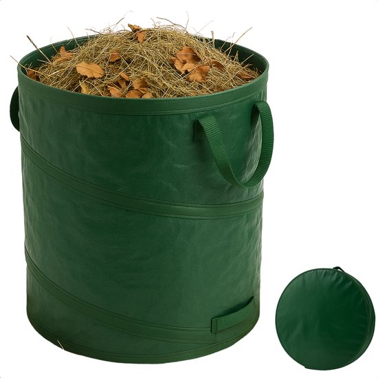 Cheqo® Opvouwbare XXL Tuinafvalzak - Opvouwbare afvalzak - Afvalzakken - Prullenbak - Tuinzak - Wasmand - Tuinafval Zak - Bladzakken - Grote Zak met Hengsels - Duurzaam en Handig van Cheqo