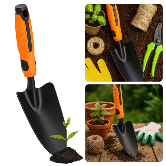 Cheqo® Tuinschep met Maataanduiding – Stevig Tuinschepje – Handschep – Ergonomisch Handvat – Tuinieren Schep – Duurzaam Tuingereedschap – Voor Planten Aanplanten & Grond Beluchten van Merkloos	