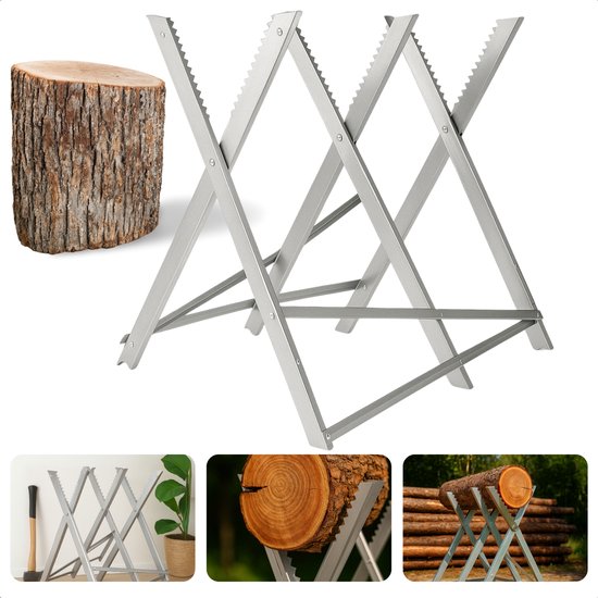 Cheqo® Zaagbok - Zaagstandaard Verstelbaar - Zaagblok - Gegalvaniseerd Staal - Voor Stammen tot 30 cm van Cheqo